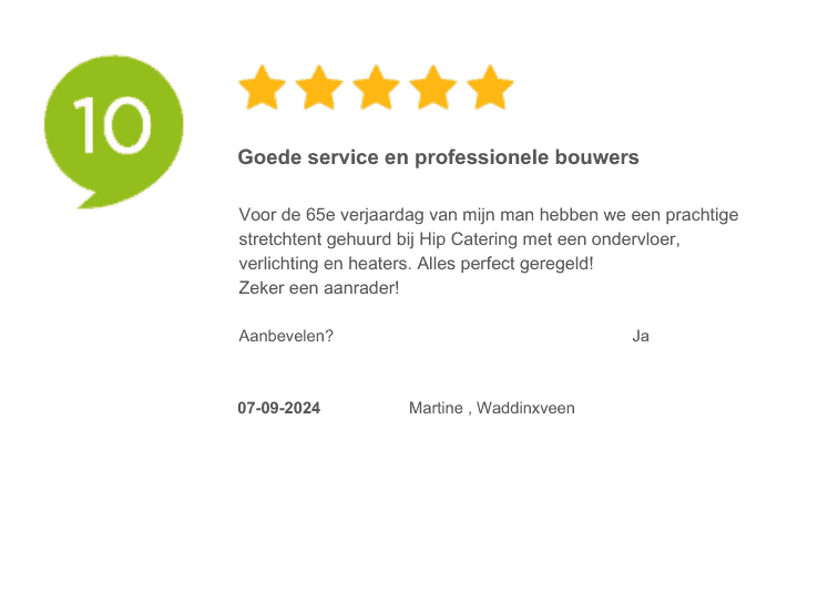 recensie Martine 07-09-2024 Stretchtent huren