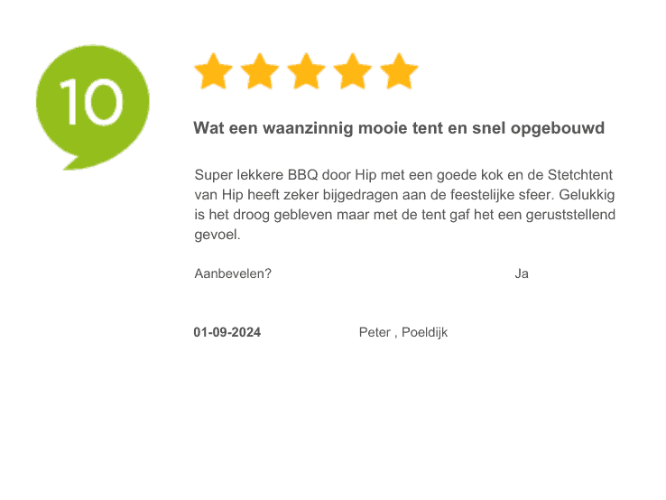 recensie Peter 01-09-2024 Stretchtent huren