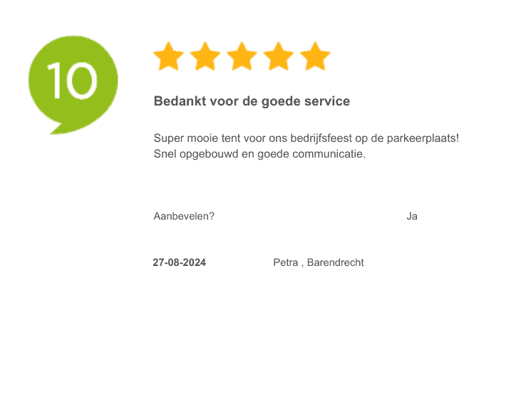 recensie Petra 27-08-2024 Stretchtent huren